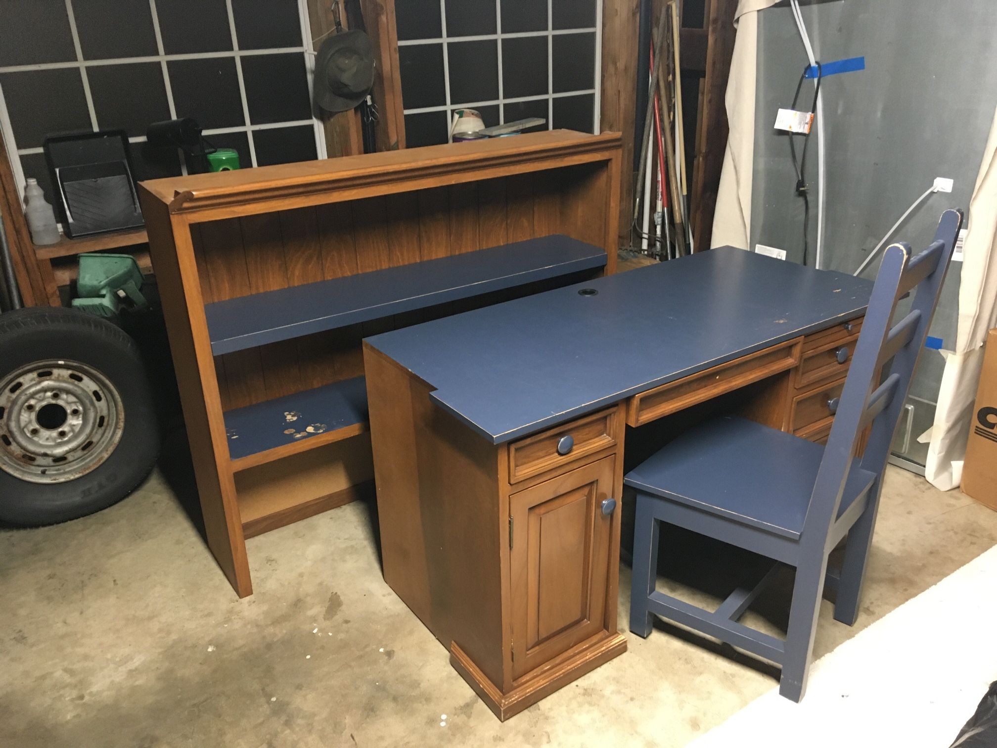 Custom Office Desk W/ BookShelf Set