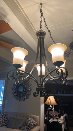 5-Light Bronze Scroll Chandelier