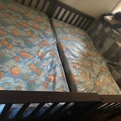 Two twin Sizes Wooden Beds That Convert To Bunk Bedsw