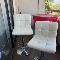 Set Of 2 White Bar Stools