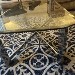 Glass Table /end Table / Two Lamps 