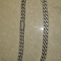 GLD 14mm silver diamond cuban 22in