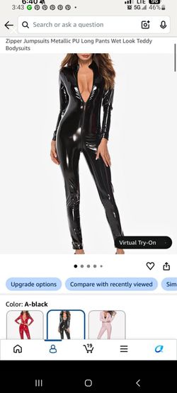 SOMTHRON Women's Sexy Latex Catsuits Long Sleeve Front Zipper Jumpsuits Metallic PU Long Pants Wet Look Teddy Bodysuits