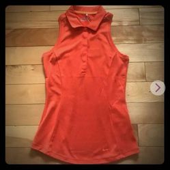 NIKE Women's Dri-FIT Sleeveless Golf Polo Shirt NWT Color: Orange Size: XS