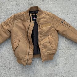 South Pole Tan bomber jacket with pockets kids size Medium Missing zipper