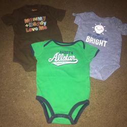 Three cute onesies for baby boy!