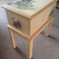 Accent table hand painted with storage