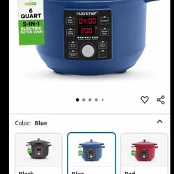 NutriChef
6 Quart Electric Dutch Oven | 1500W 5-in-1 Enamel Coated Cast Iron Pot with Stainless Steel Lid | Precise Temperature Control | Includes 2 S