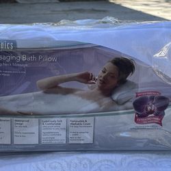 Homedics Massaging Spa Bath Pillow W/Washable & Removable Cover-New 