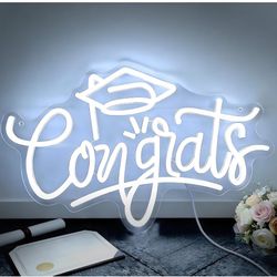 Congrats Grad Neon Sign with Graduation Cap