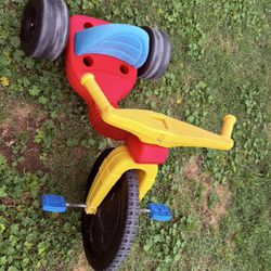 Hard Plastic Tricycle Yellow,  Red & Blue For Kids