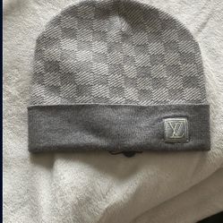 LV beanie grey checkered  designer