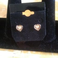 14k Gold Hearts Diamond Stud Earrings  