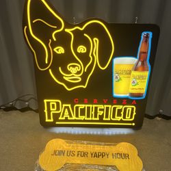 Pacifico Clara beer sign dog logo man cave man’s best friend sign