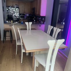 Post Modern Dining Table + 6 Chairs 