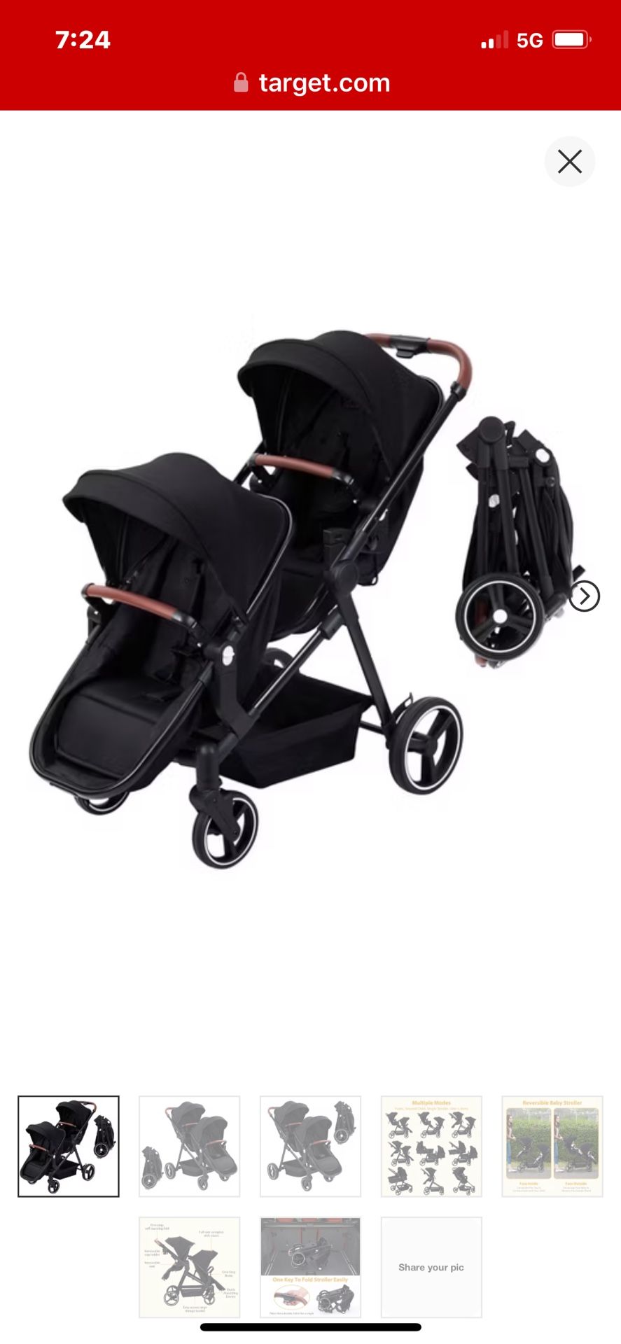 Double Stroller Track Tandem Stroller for Infant and Toddler