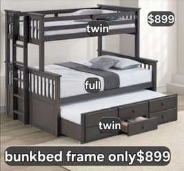 Bunk bed twin full twin with Drawers Frame Only 899