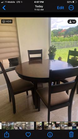 Table and four chairs