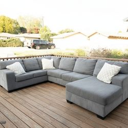 Delivery Available! Gray Sectional Couch Sofa Chaise Foot Rest Ottoman