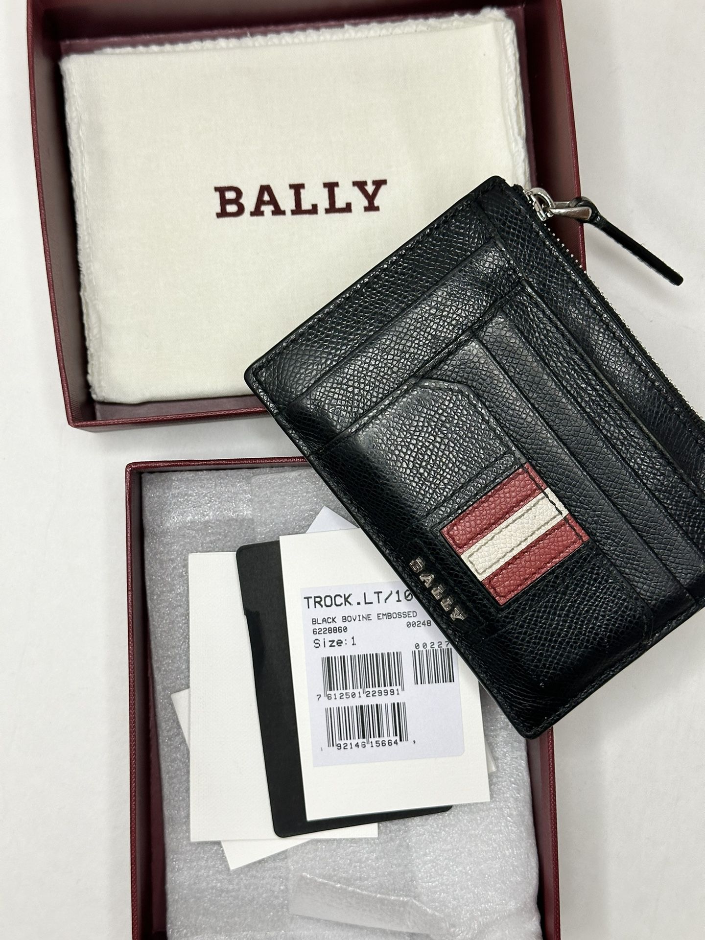 Bally Black Bovine Embossed Wallet w/ Box 