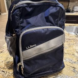 LL Bean Deluxe Rolling Wheeled Backpack Book Bag Carry-on Luggage Blue