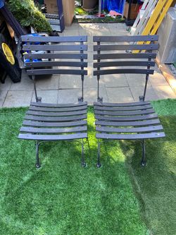Set of 2 Black Metal Folding Patio Bistro Chairs – Outdoor Garden Seating