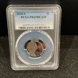 2010 S Gem Proof Jefferson Nickel Graded At PR69 With A Deep Cameo F-2