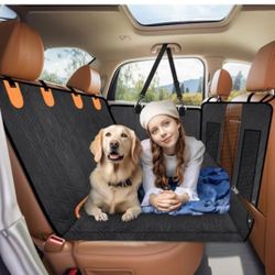 Loiion Back Seat Extender for Dogs,6 in 1 Convertible Dog Car Seat Cover for Back Seat, Pet Seat Cover with Mesh Window,Back Seat Covers for Car Trave