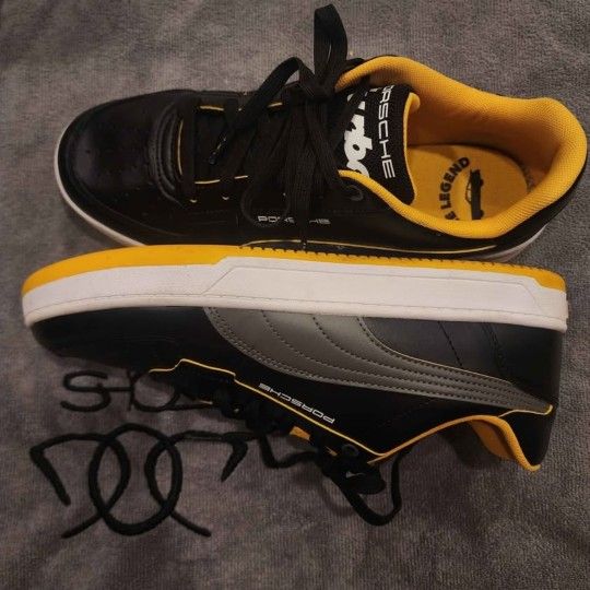 PUMA Porsche 2.0 Turbo Sneaker Black/Yellow Mens US 9.5 NEW, NO BOX