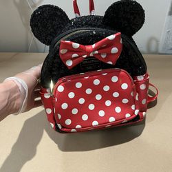 18 Disney Parks Exclusive Loungefly Sequined Black Red White Mini Backpack 