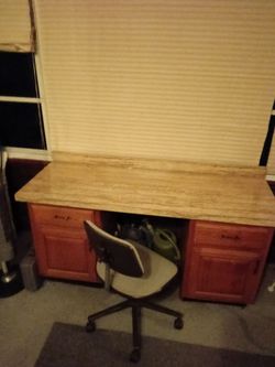 Wood Desk with Drawers