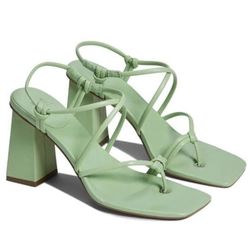 Marc Fisher Giada green leather block heeled sandals women’s Size 6 1/2M