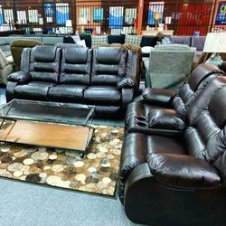 Brand New 👉 Black Reclining Sofa And Loveseat Set