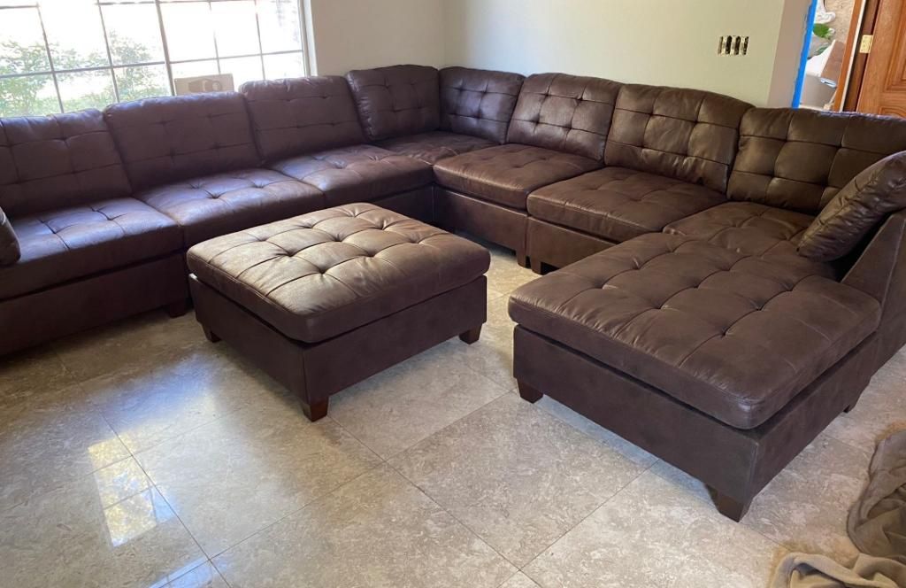 Sectional Sofa Set With Ottoman