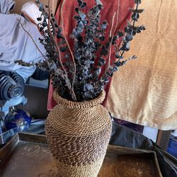 Wicker Vase With Decor