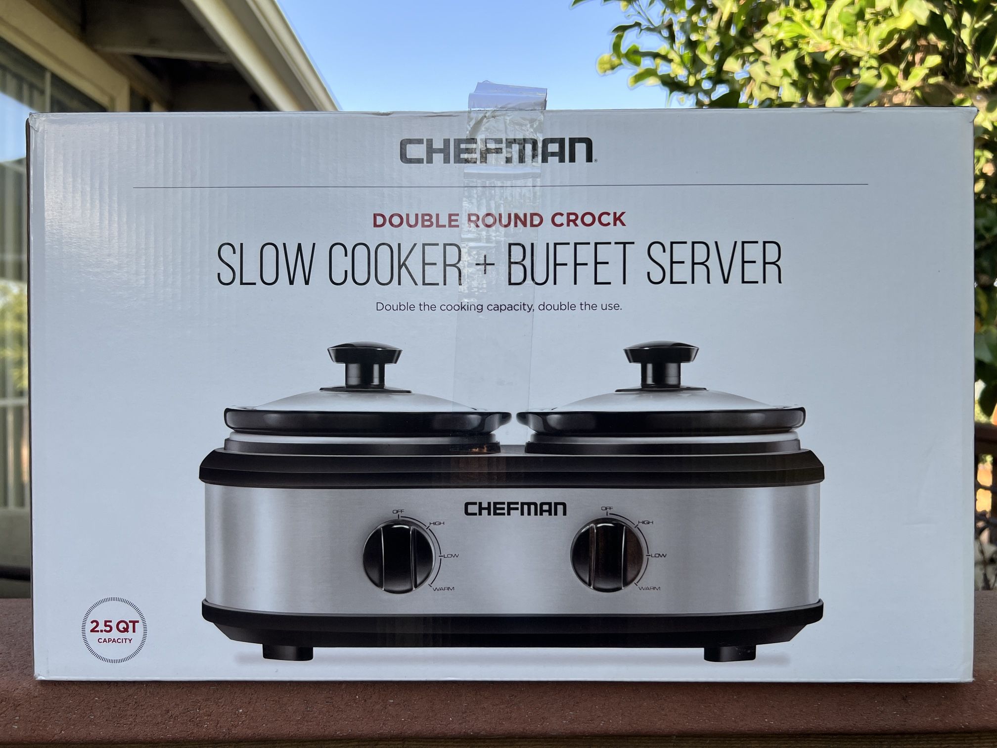 Chefman Double Round Crock Slow Cooker + Buffet Server 2.5 QT [014]