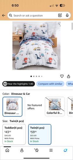 Dinosaur cotton twin bedding
