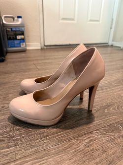 Nude Patent Leather Platform Heels