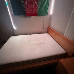 Ikea Bed frame+night stand+desk all same color 