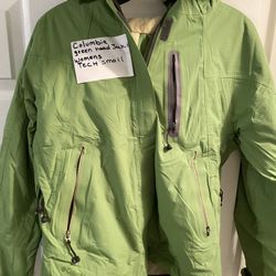 Ladies green Columbia jacket Tech small with hood $35 Located PharrTexas 78577
