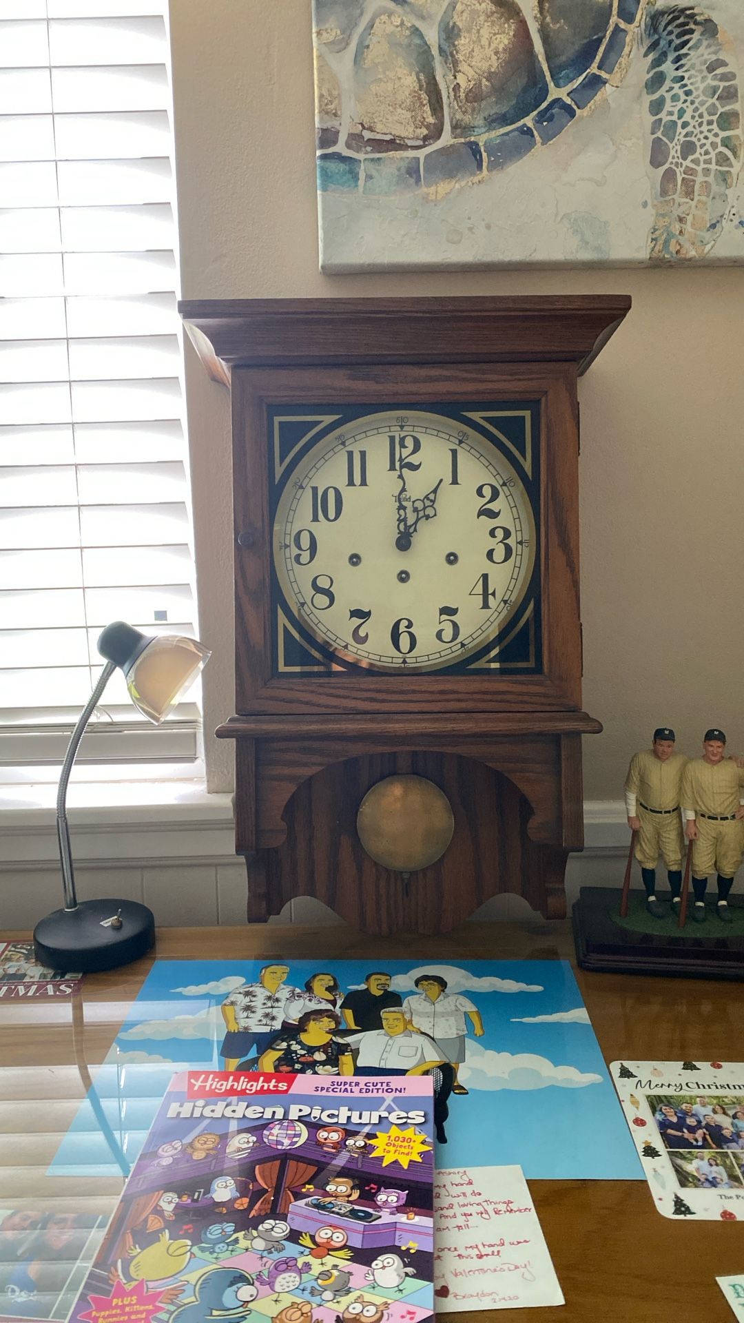 Oak Hanging Wind Up Clock