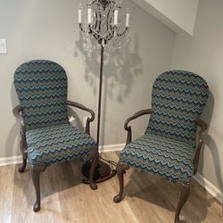 Antique Henredon Chairs Pair Upholstered 