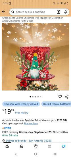 New In Box Gnome Christmas Tree Topper with Lights $15