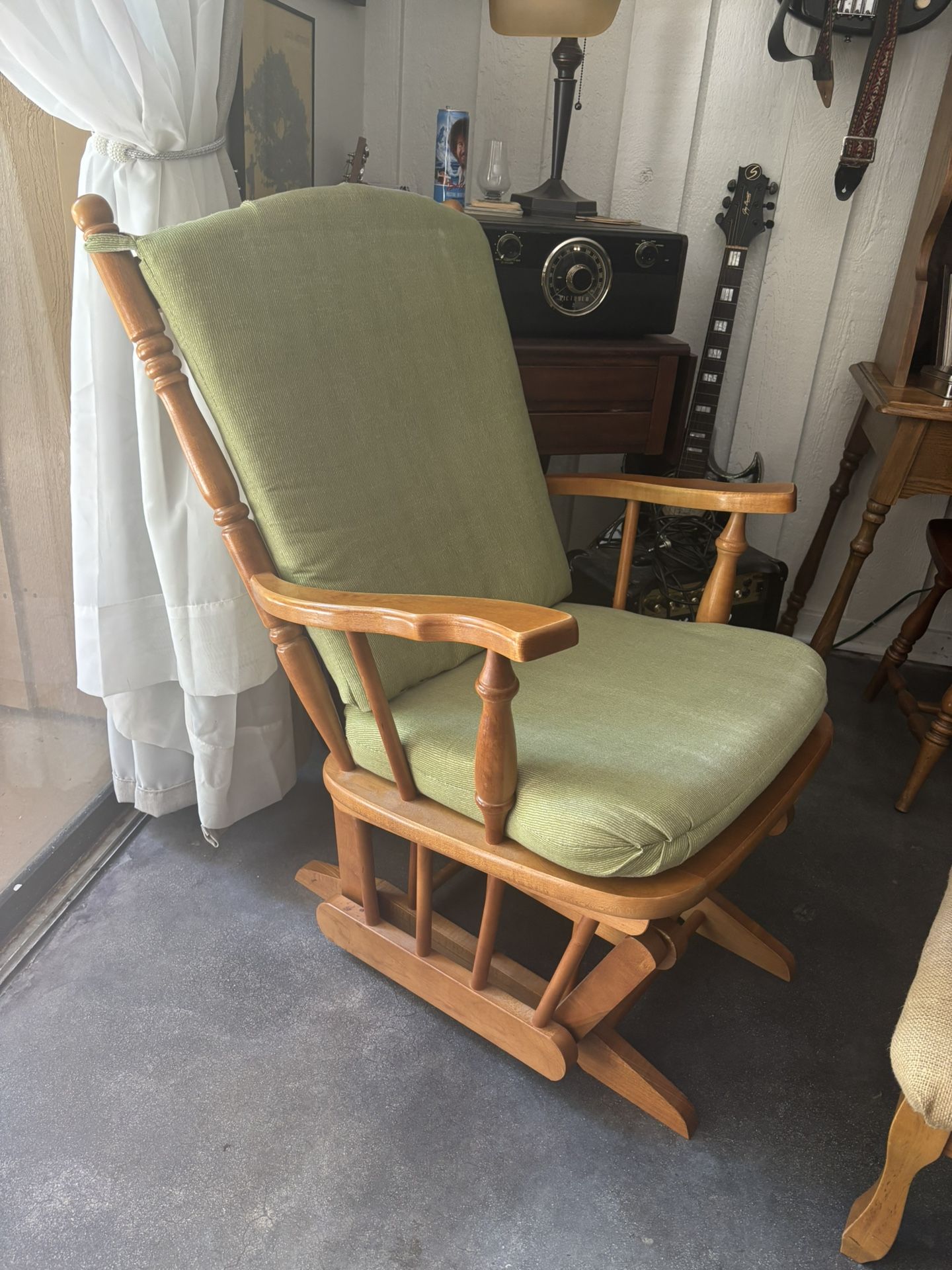 Vintage, Handmade, Cusioned Sliding Rocking Chair. Perfect Condition