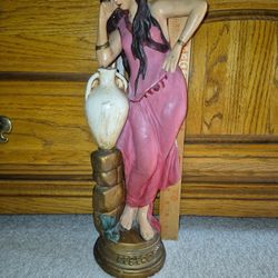 Vintage Chalkware Rebecca At The Well Statue