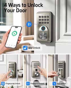 Smart Keyless Entry Lock with Electronic Keyboard, Application Control and Automatic Lock, Easy to Install for Front Door, Satin Nickel