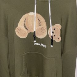 Palm Angels Olive Bear Hoodie  w Receipt Worn1x