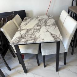5 Pieces White Color Dining Table Set