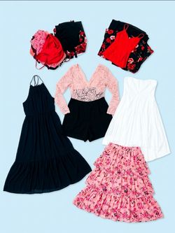 Shirts, skirts, dresses, tank tops, long-sleeves, sweaters and short sleeves.  Sizes 16-18, XL-XXL
