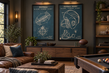 Huge Custom Framed Vintage Football Prints